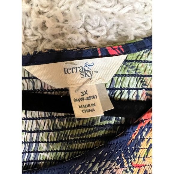 Terra Sky Maxi Dress 3X Tropical Floral Tiered Ruffle Sleeveless Beach Cruise - Picture 3 of 10